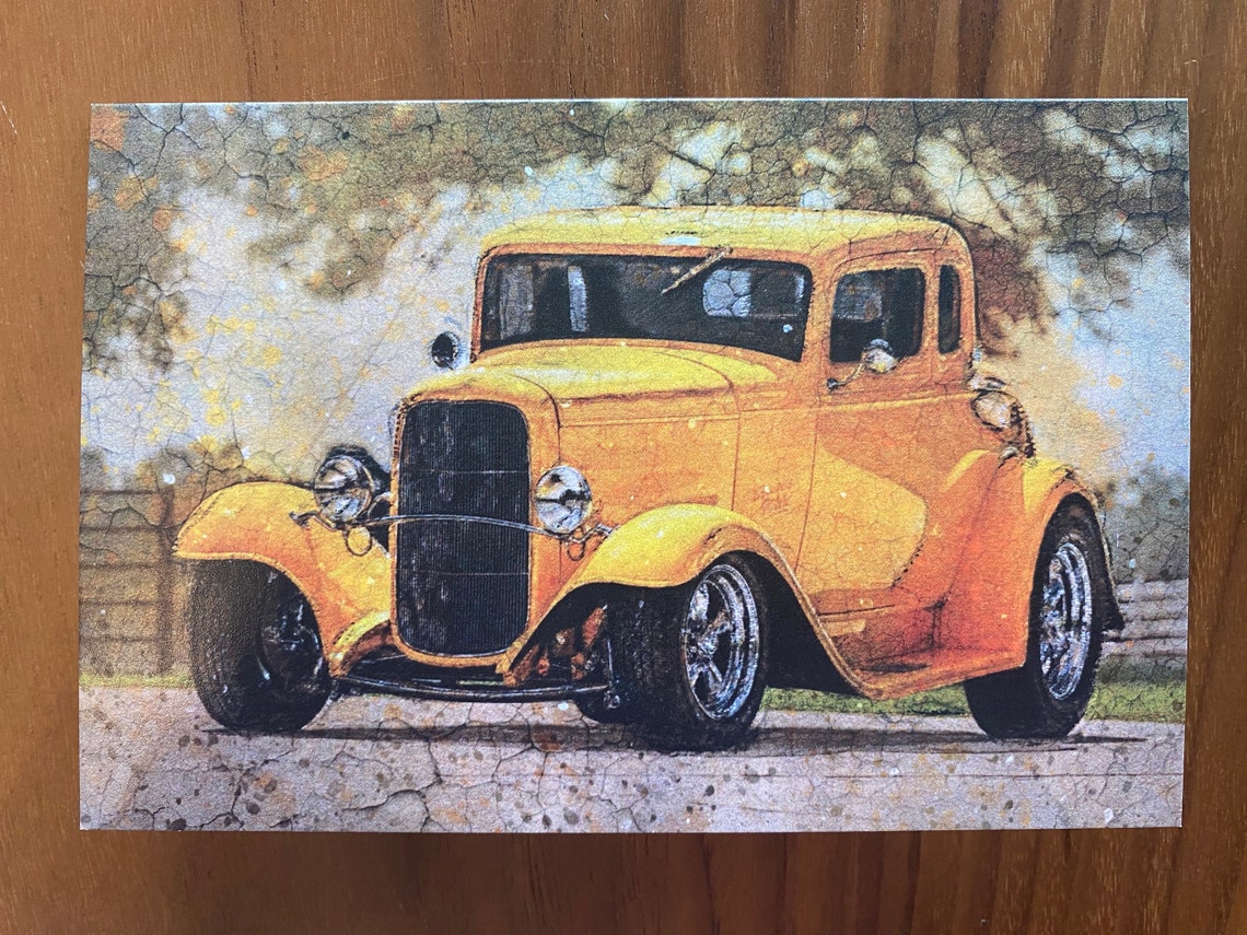 Classic Cars Greeting Cards Set of 4 Unique Cards With Etsy