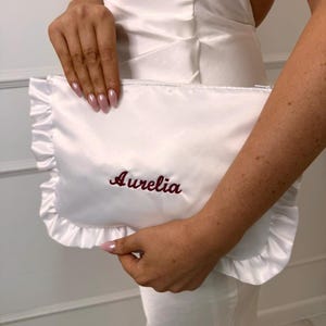 Personalised Satin Clutch | Ruffle Clutch | Bride To Be | Honeymoon Gift | Personalised Clutch Bag | Wedding Bag | Bride Bag | Bride Clutch