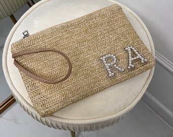 Personalised Beach Clutch with diamante initials