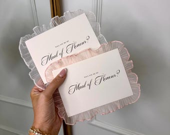 Maid of Honour Card, Lace pleated edge proposal, Will you be my card