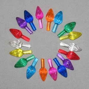 18 Med/Large Twist Lights Bulbs for Vintage Ceramic Christmas Tree, W/9 Pretty Colors