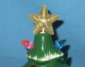 Ceramic Christmas Tree Topper Gold Glitter Star For Small-Medium Tree Bulb