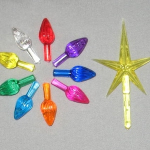 9 Med/Large Twist Lights Bulbs for Ceramic Christmas Tree 9 Colors +Yellow Star