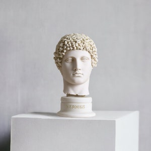 Hermes Greek God Marble Bust - Handcrafted Sculpture | Mythological Art for Home | Classic Marble Decor