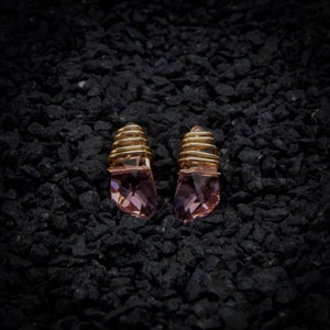 Pink Swarovski crystal wing earrings