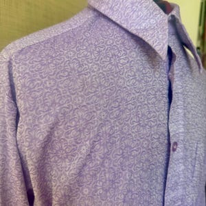 Sears Jacquard Paisley Shirt Mens Lavender Made in Japan 1970s Vintage