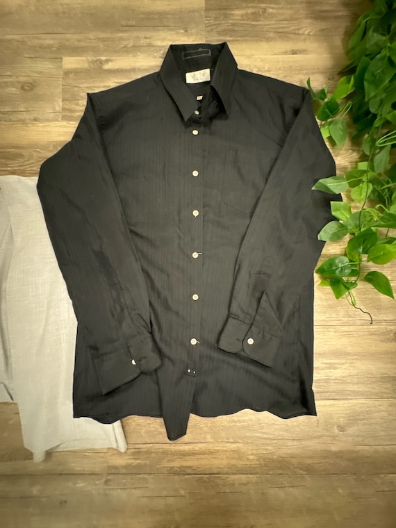 YSL 70s Vintage Black Men's Dress Shirt - image 1