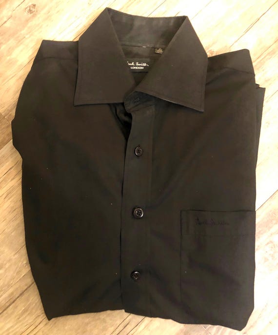 paul smith london dress shirt Paul Smith London Logo Monogram White Cotton Button Down Dress Shirt Large 16.5