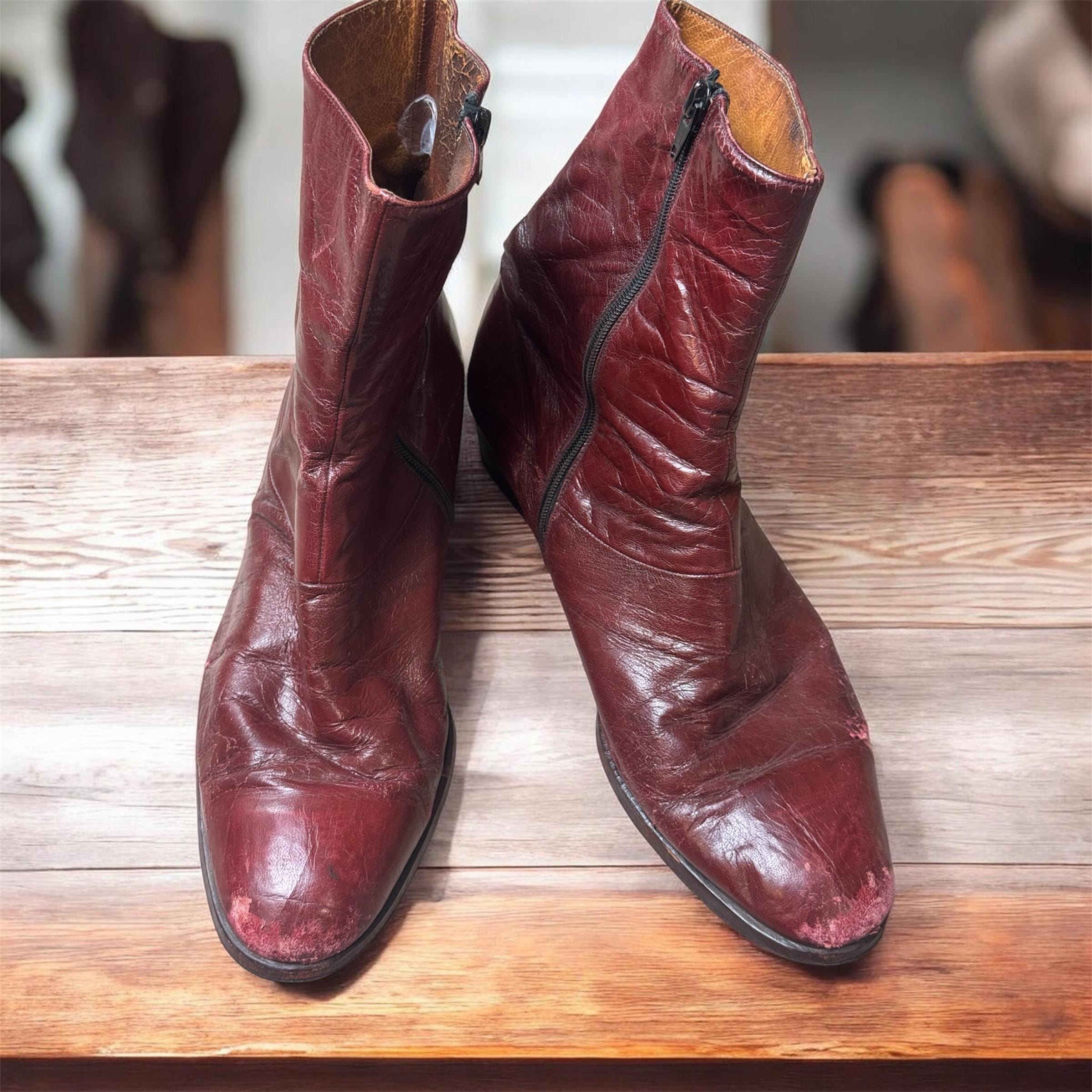 Vintage Side Zip Boots Men - Etsy