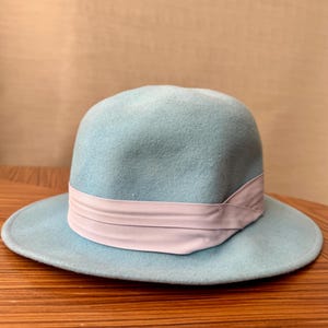 Vintage Style Distressed Wool Fedora Hat - Light Blue - Large Unisex Adjustable Essence - Fashion Design Fedora Hat – Ruediger Hats main image 3