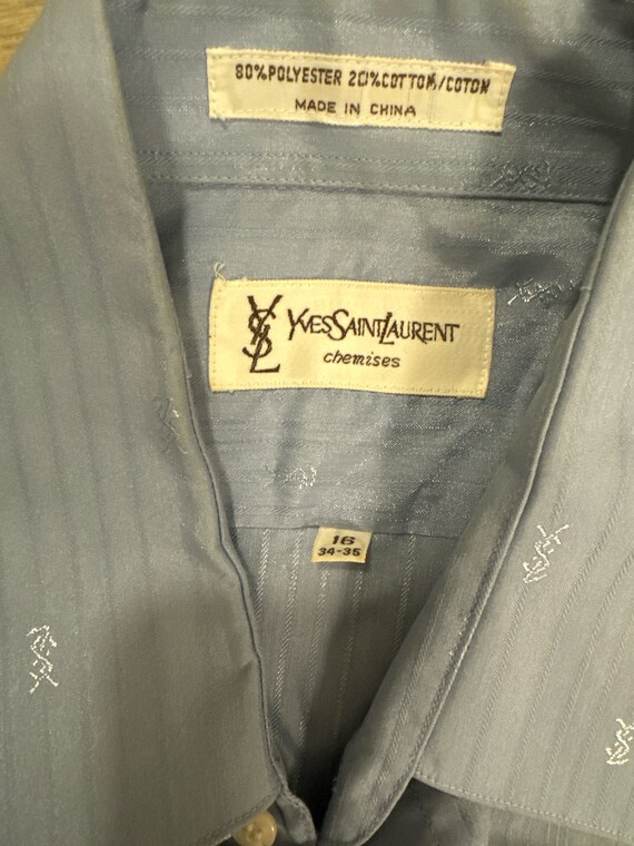 YSL 70s Vintage Blue Men's Dress Shirt - image 4