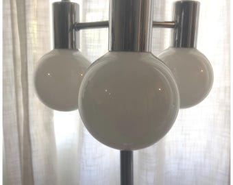 1970s Robert Sonneman Chrome Globe Floor Lamp MCM Space Age 3 Light Orb Mid Century Modern Lighting
