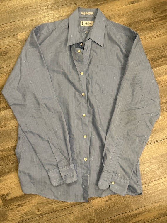 YSL 70s Vintage Blue Men's Dress Shirt - image 2