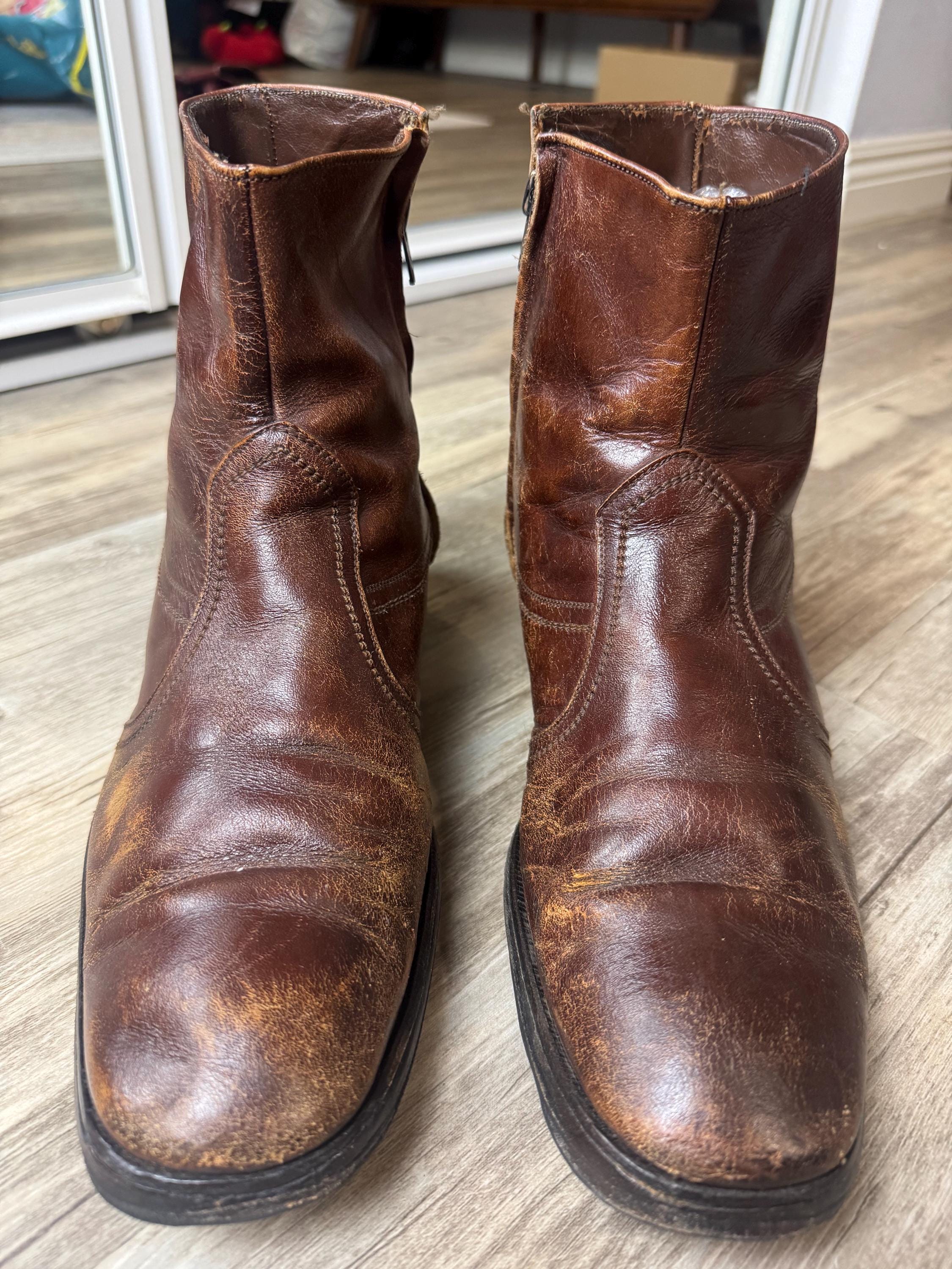 Mens Vintage Side Zip Boots - Etsy