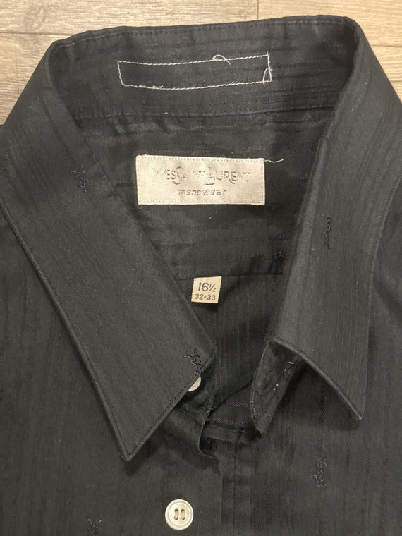 YSL 70s Vintage Black Men's Dress Shirt - image 2