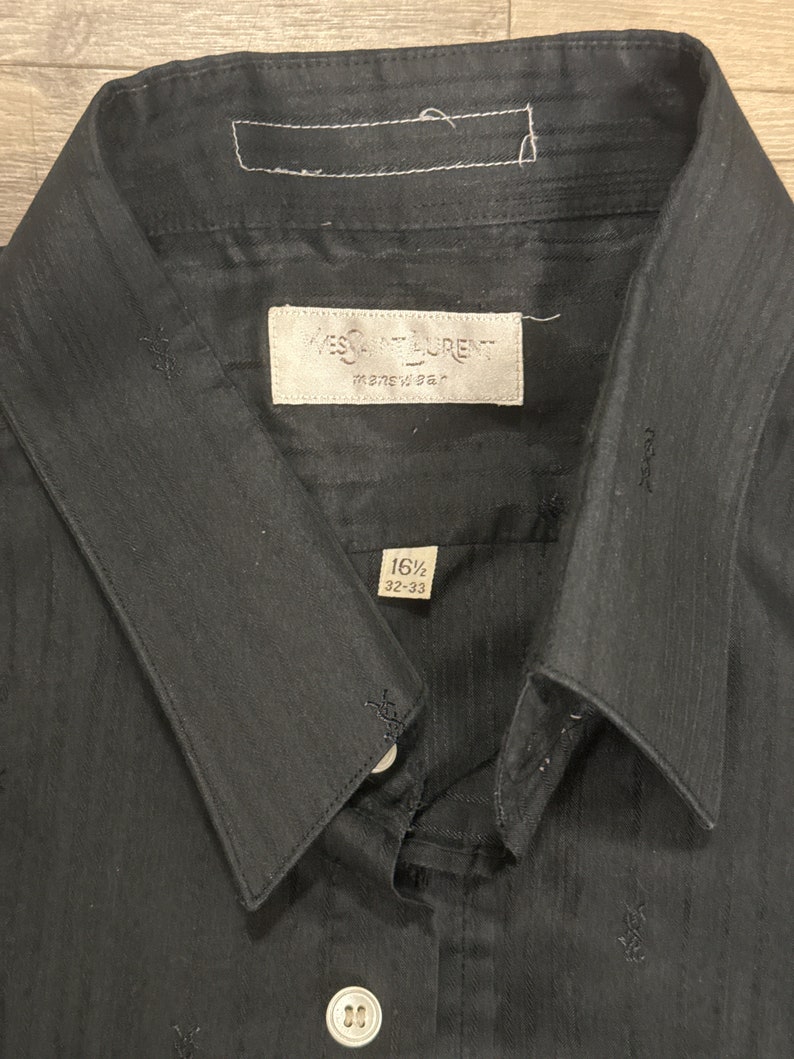 YSL 70s Vintage Black Men's Dress Shirt image 2