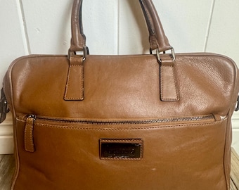 Vintage Mario Valentino Leather Briefcase Cognac Laptop Bag Distressed Leather Satchel Mens Work Bag