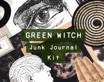 Green Witch Kit  |  Book of Shadows Gothic Junk Journal  |  Dark Academia Ephemera