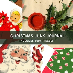 Christmas Scrapbook  |  Junk Journal Supplies | Vintage Christmas Ephemera Pack