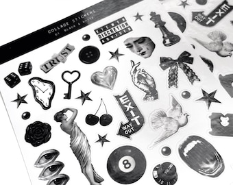 Dark Academia Collage Sticker Sheet  |  Trinket Ephemera Stickers