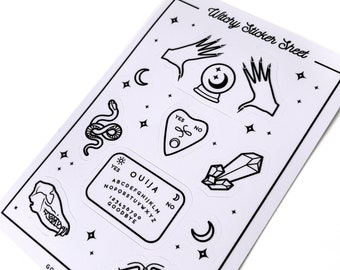 Witchy Sticker Sheet | Printed Wiccan Planner Stickers | Gothic Stickers