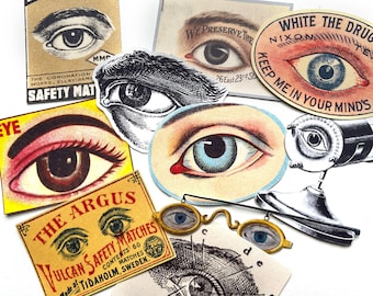 Vintage Eye Ephemera Die Cuts  |  Eyeball Cutouts for Junk Journals