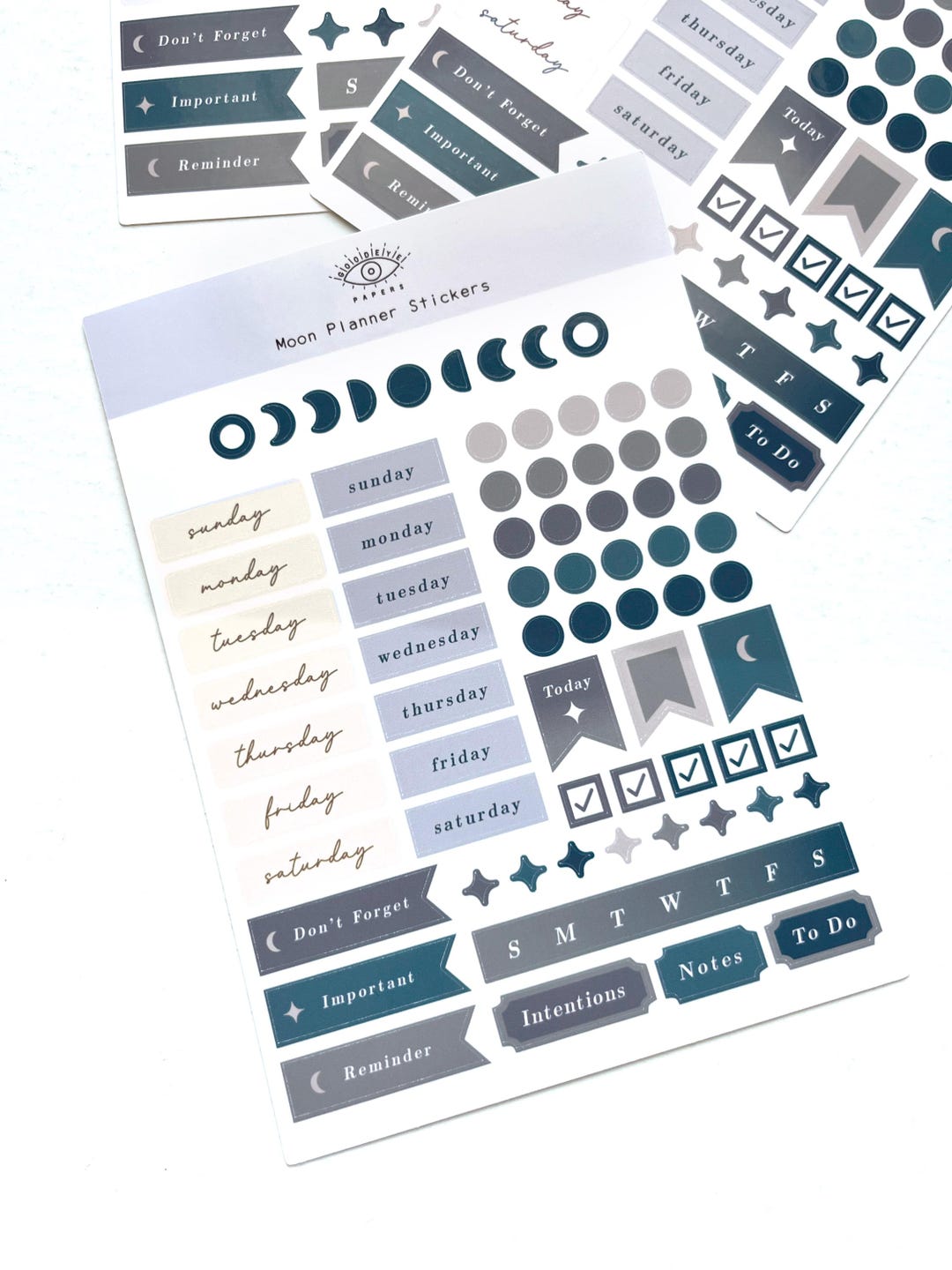 Weekly Planner Stickers | Celestial Sticker Sheet | Moon Phase Stickers ...