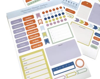 Minimalist Colorful Planner Stickers  |  Aesthetic Weekly Sticker Sheet