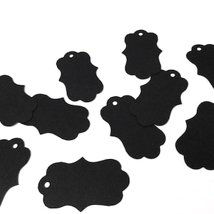 Small Black Paper Gift Tags | Party Favor Tags | Hang Tags for Wrapping