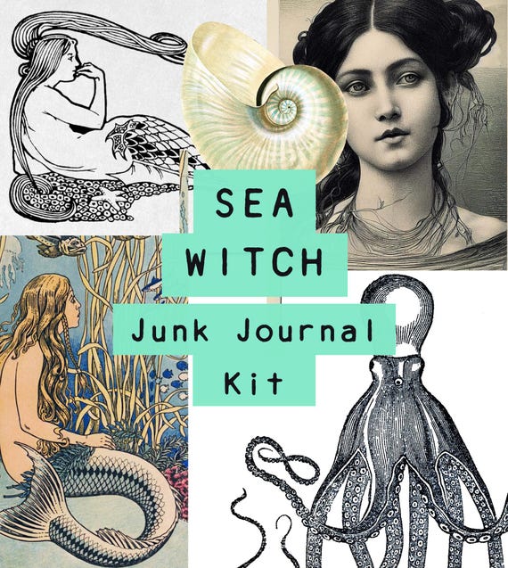 Sea Witch Junk Journal Supplies  |  Witch Ephemera  |  Goth Scrapbook