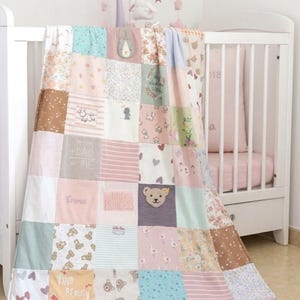 Couverture souvenir personnalisée Patchwork vêtements de votre enfant cadeau de Noël, anniversaire, baby shower, souvenir, hommage