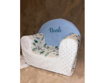 Personalized children's club chair first name to the first name of the child or baby in cotton and cotton printed children's patterns marine jungle animals