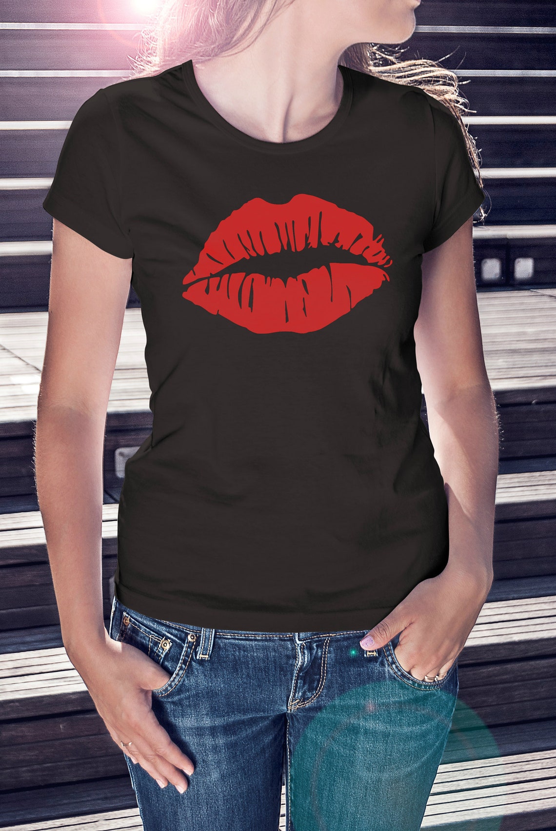 Red Lips Shirt Etsy