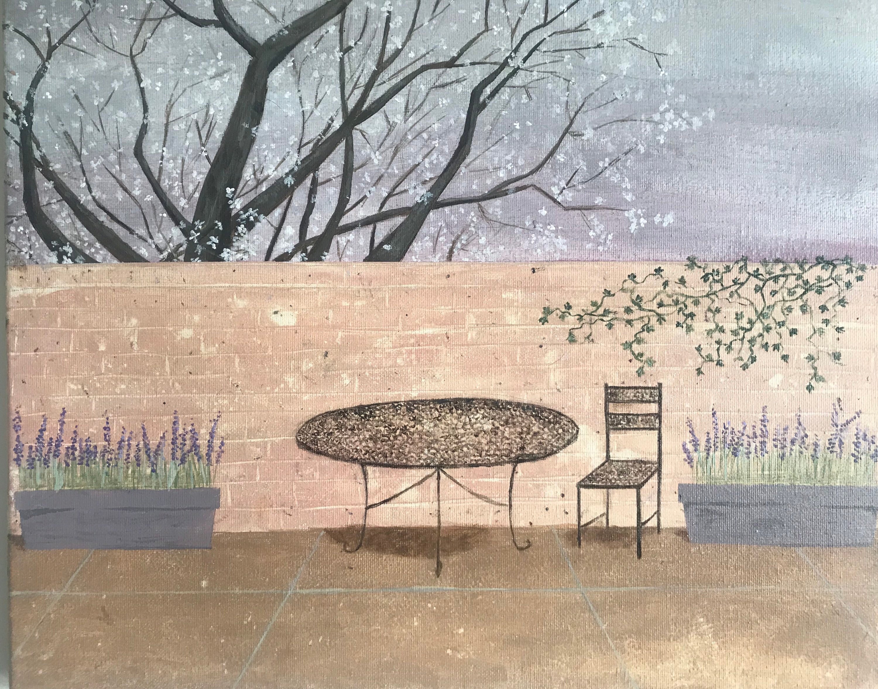 Patio de lavanda pintura original | Etsy