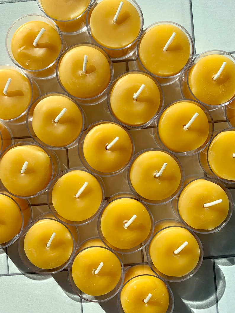 Beeswax Tealight Candles Tealight Candles Beeswax Candles Tealights Eco-Friendly Candles 100% Beeswax Candles Tealight Refills image 3