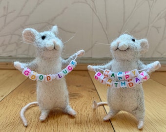 Personalized Needle Felted Mouse: Handmade to order. Wool Decoration. Gift  parties celebrations.
