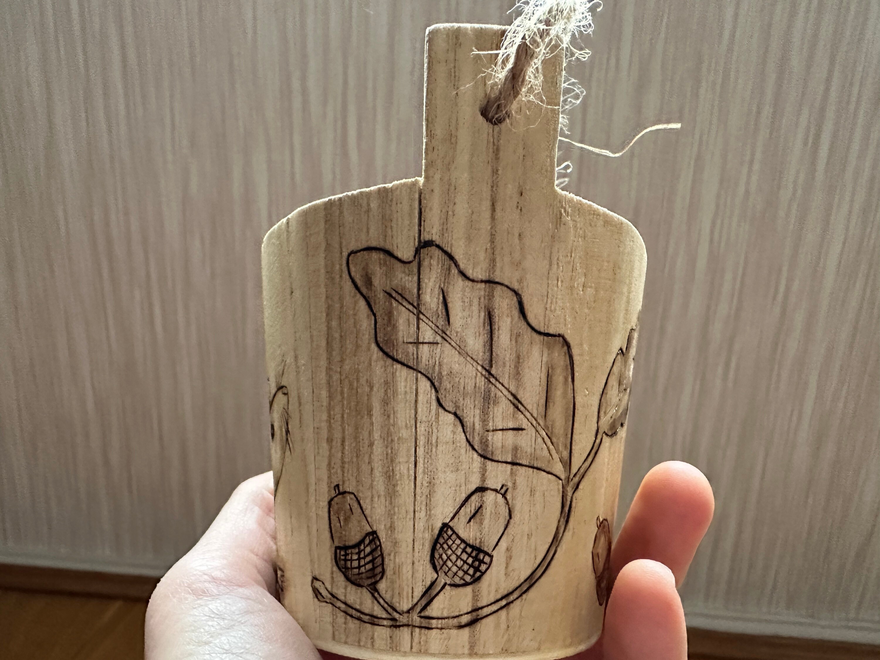 Pyrography Mice Rustic Mouse Desk Tidy: Pyrography Oak Leaf Wood Bucket - Etsy
