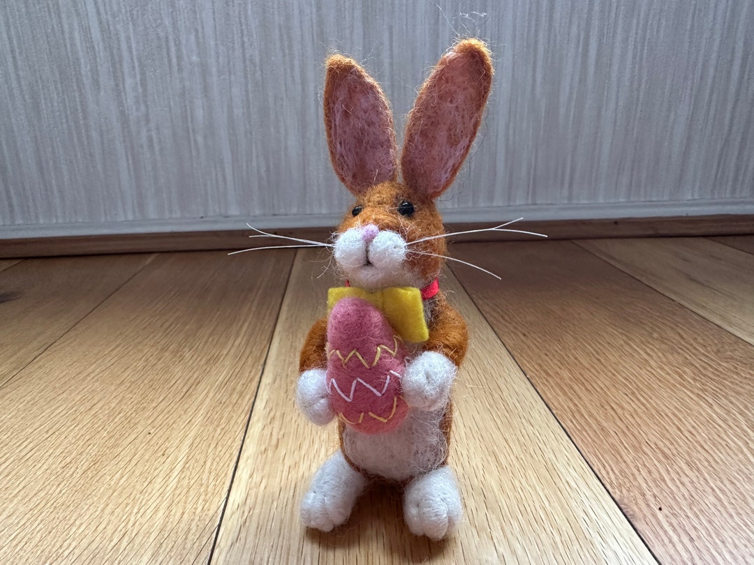 Needle Felted Bunny Rabbit Gift Crochet Felt Decoration Birthday Easter ...