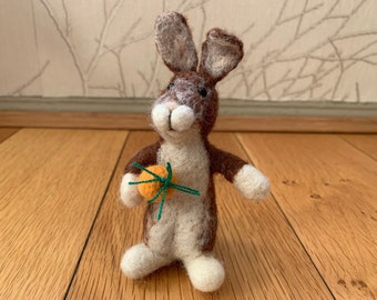 Needle felted bunny rabbit Gift crochet felt decoration birthday carrot Easter year of rabbit