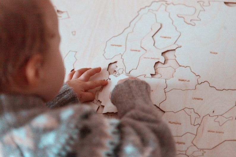 Montessori Map of Europe Puzzle Montessori Toy Educational Toy Wooden Puzzle