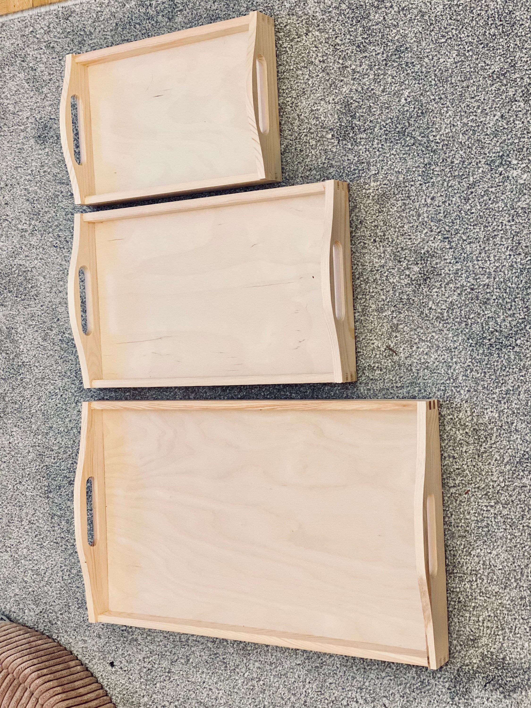 Montessori Wooden Tray Set / 3 Piece Tray Set / Educational Etsy