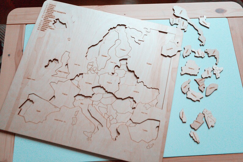 Montessori Map of Europe Puzzle Montessori Toy Educational Toy Wooden Puzzle