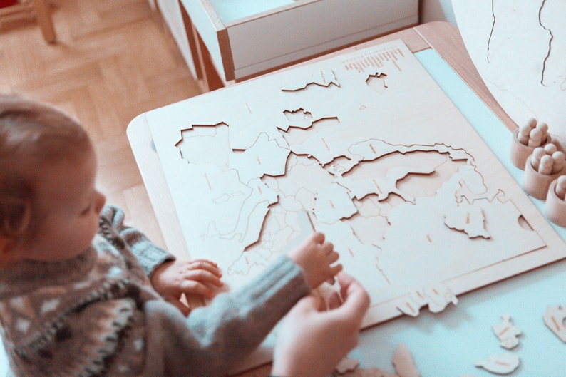 Montessori Map of Europe Puzzle Montessori Toy Educational Toy Wooden Puzzle