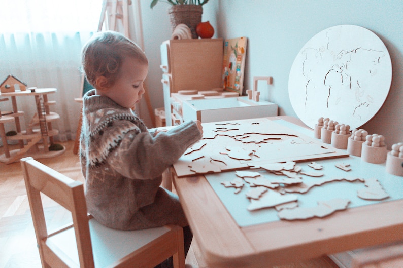 Montessori Map of Europe Puzzle Montessori Toy Educational Toy Wooden Puzzle