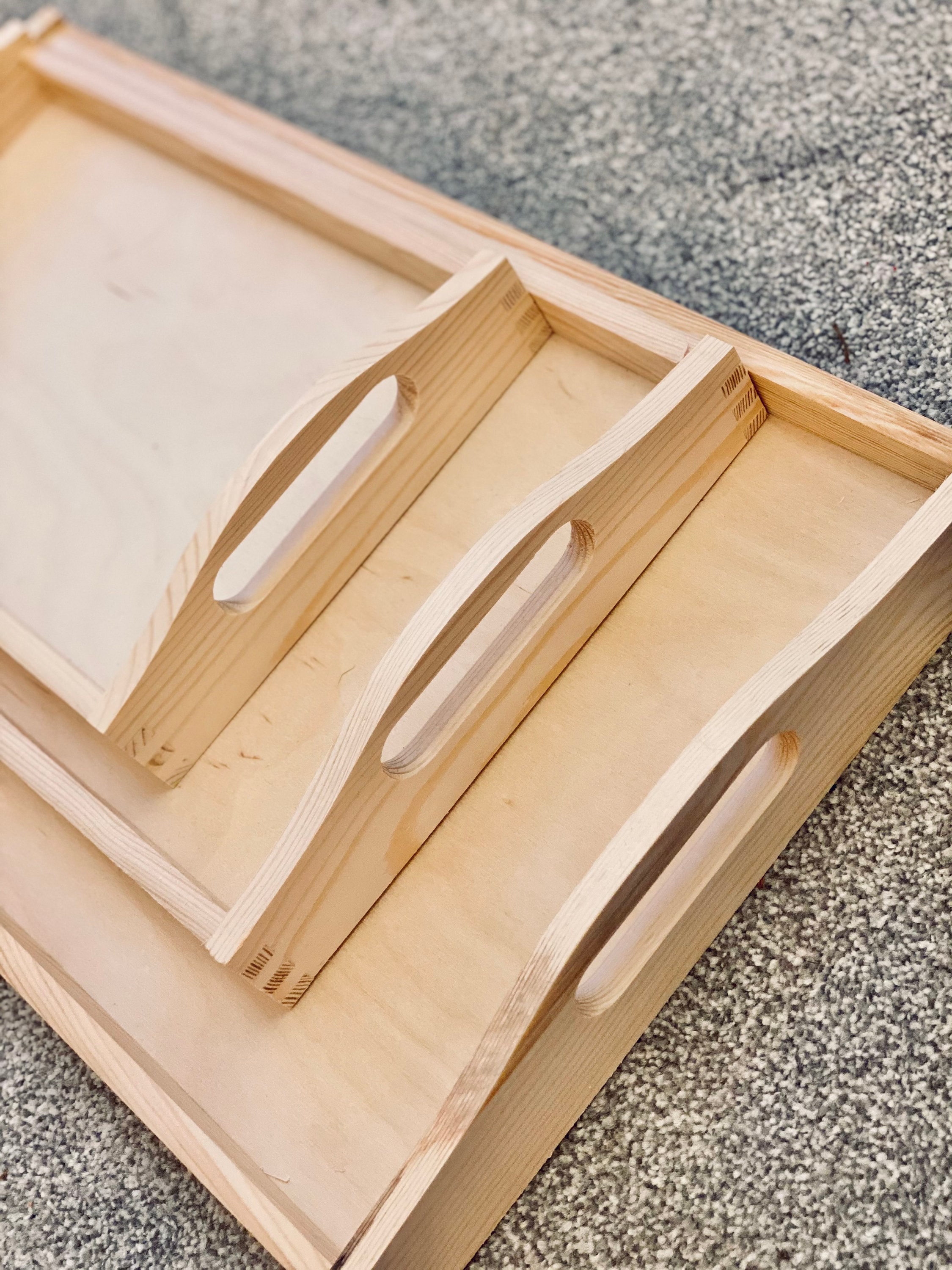 Montessori Wooden Tray Set / 3 Piece Tray Set / Educational Etsy