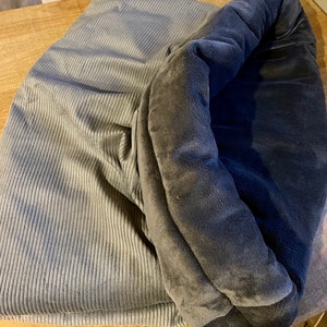 GINA cuddly sack, grey-grey, made of corduroy with wellness fleece, sleeping bag, dog basket, dog bed, dog cave