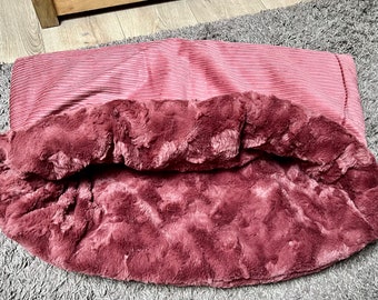 KUSCHELSACK LORENA lachs-Terra aus Cord mit Wellen-Plüsch,  Schlafsack, Hundekorb, Hundebett, Hundehöhle