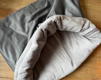 KUSCHELSACK GINO grau-silbergrau, Schlafsack, Hundekorb, Hundebett, Hundehöhle