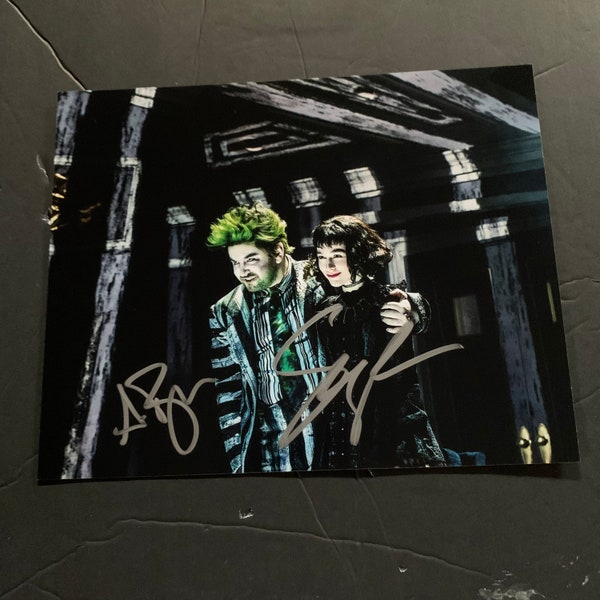 Alex Brightman & Sophia Anne Caruso Signed Beetlejuice Broadway 8x10 Photo