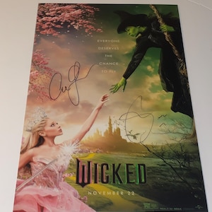 Ariana Grande & Cynthia Erivo Signed Wicked Movie Glinda Elphaba